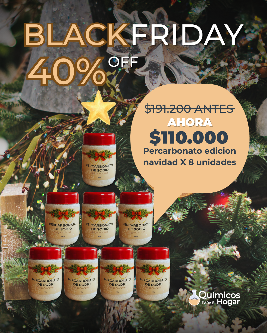 COMBO PERCARBONATO NAVIDEÑO X 8 UNIDADES BLACK FRIDAY 40%OFF