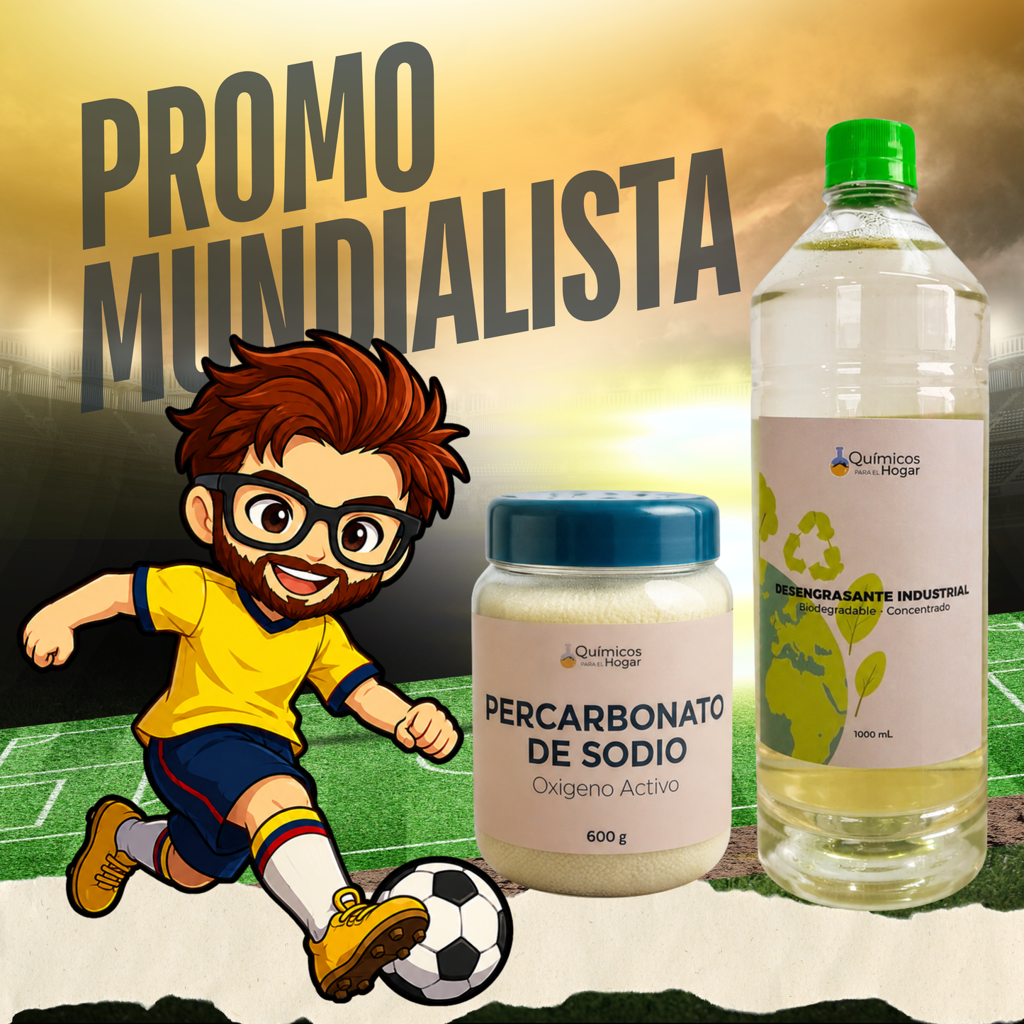 Promoción Mundial 2026 Combo Percarbonato de sodio 600g + Desengrasante 1000mL CON ENVIO GRATIS