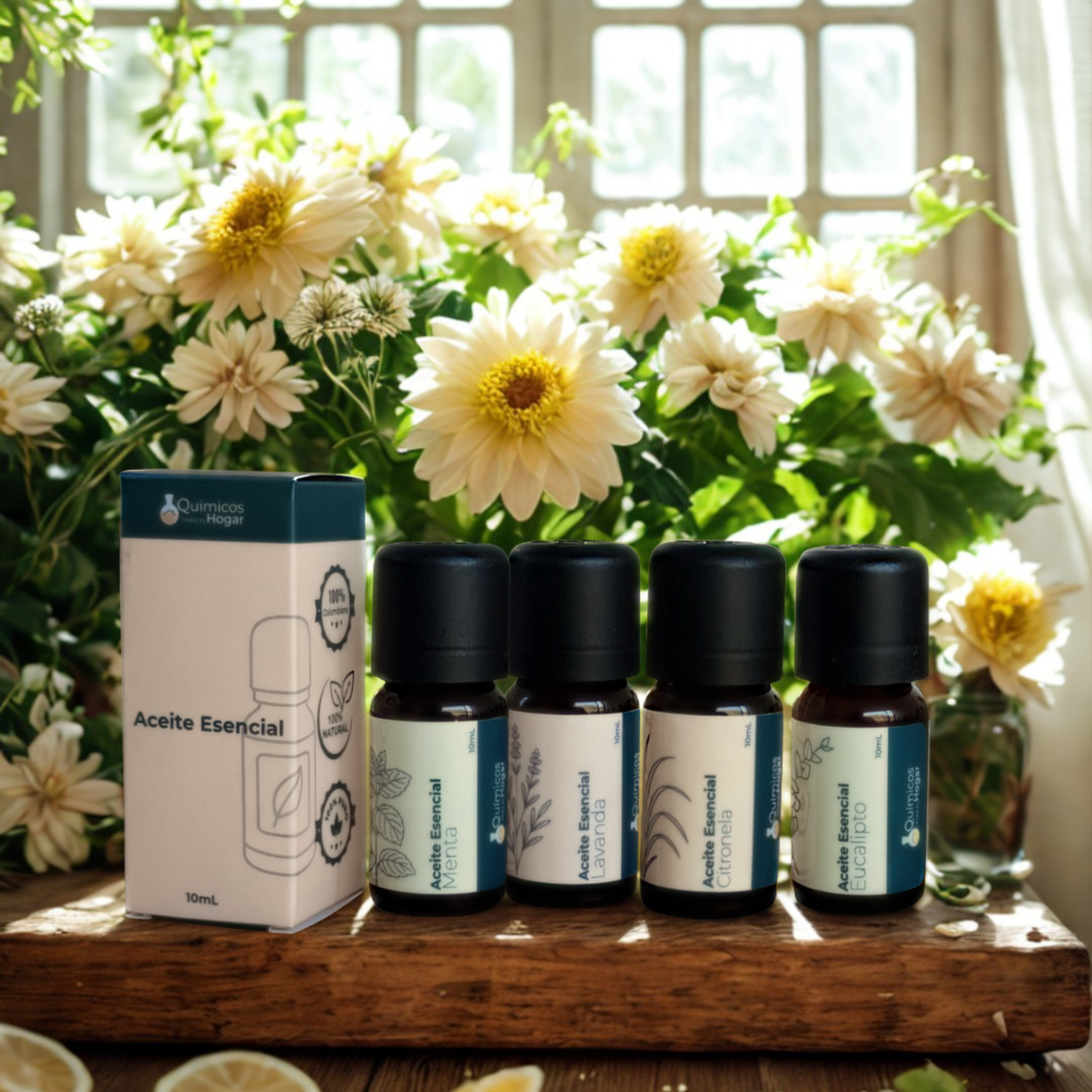 Set x4 aceites esenciales Lavanda - Eucalipto - Citronela - Menta